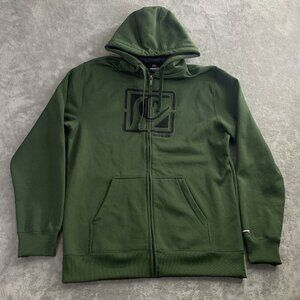 Quiksilver Jacket Mens XL Green Full Zip Hoodie Logo Polyester Sweatshirt Y2K